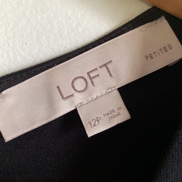 LOFT Black embroidered dress 12 PETITE - Picture 5 of 6